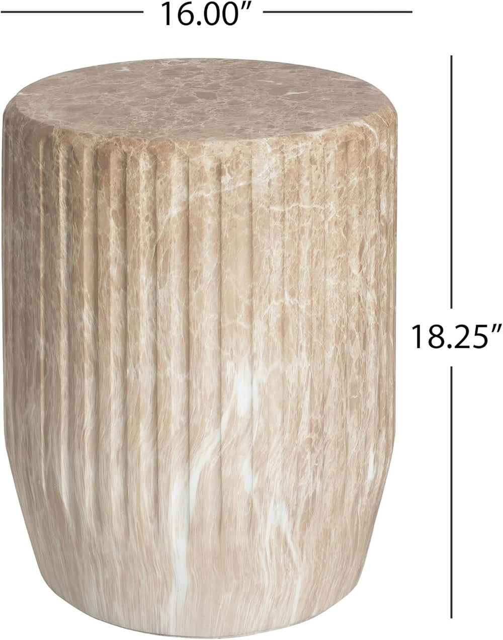 Christopher Knight Home Jayme Outdoor Cylinder Side Table, Lightweight Concre...