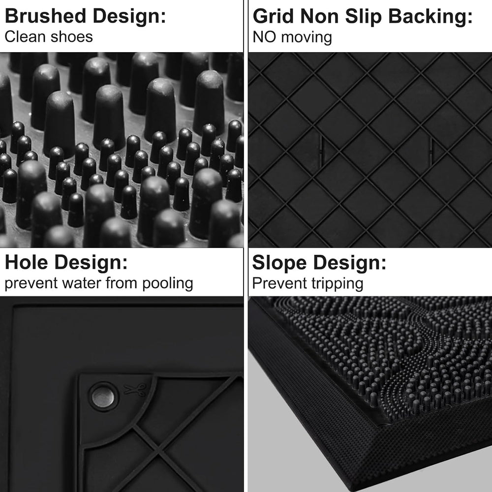 FRAMICS Front Door Mat Outside Entrance, Rubber Door Mats Welcome 24"x36...