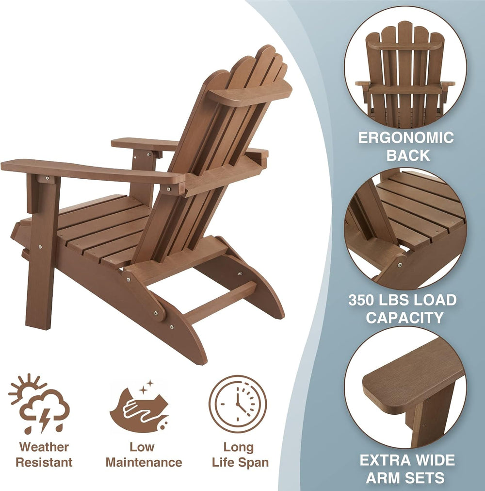 Folding Adirondack Chair, Poly Lumber Fire Pit Chairs, Brown