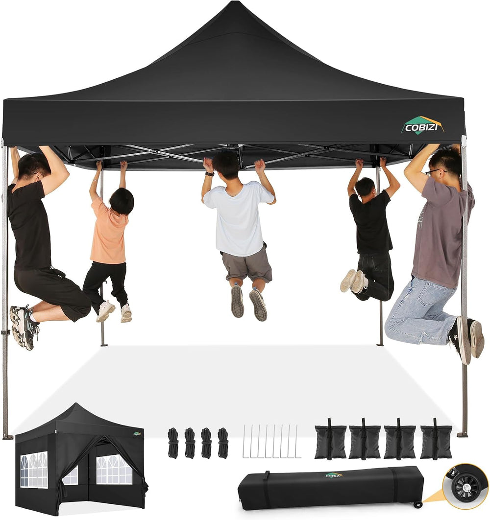 COBIZI 10x10 Heavy Duty Pop up Canopy Tent with Sidewalls Commercial Canopy