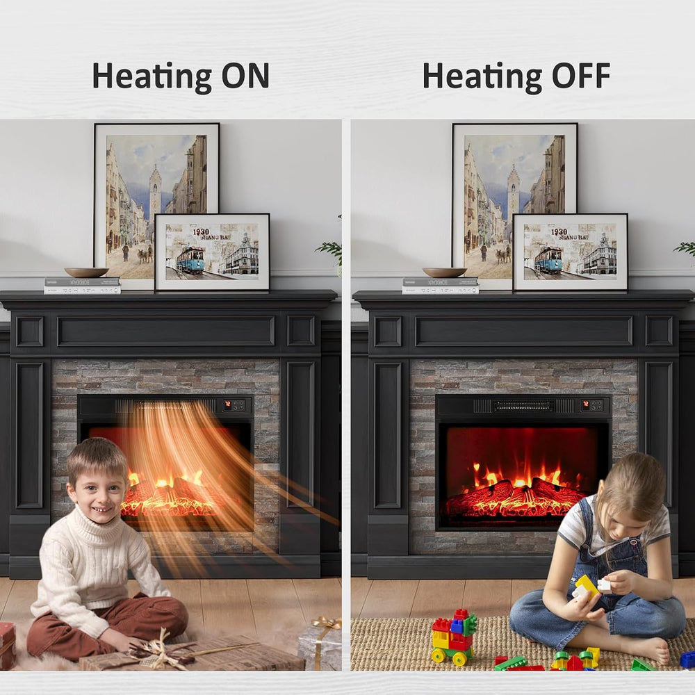 Naice 72" Electric Fireplace with Mantel Fireplace TV Stand for Living Room