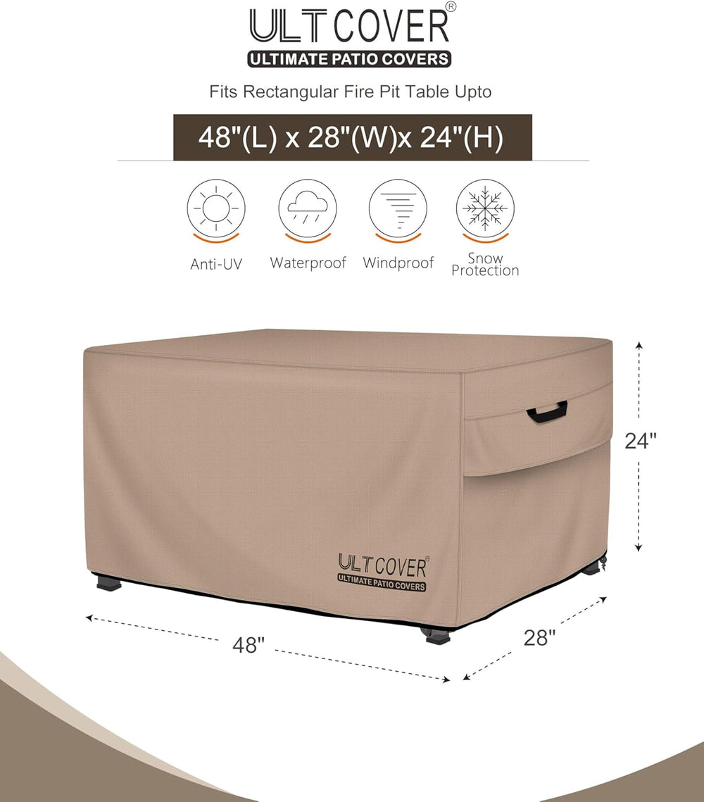 ULTCOVER Waterproof Rectangular Gas Fire Pit Table Cover 48x28 inch