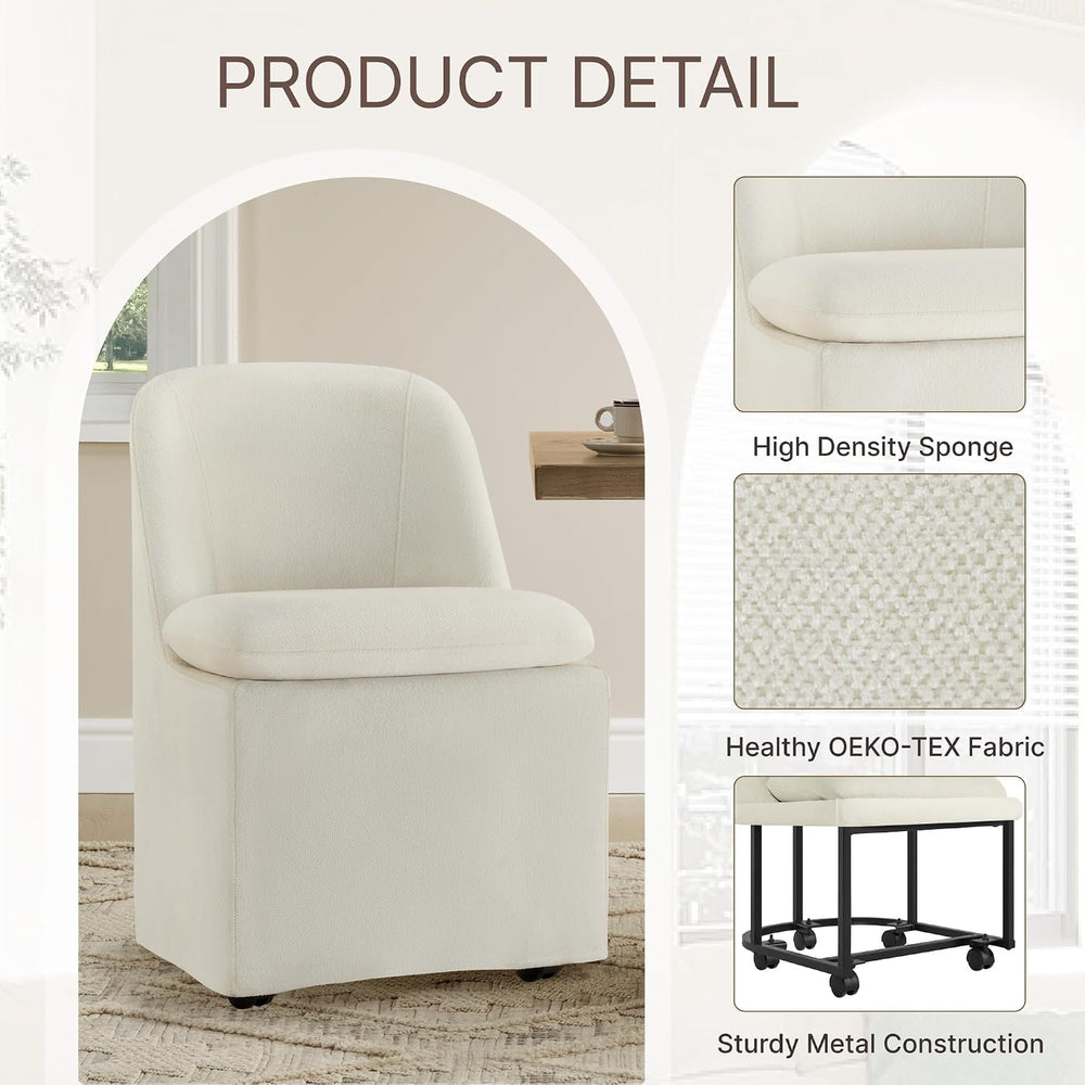 KISLOT Upholstered Dining Chairs with Casters, Washable Cover Modern Dining R...