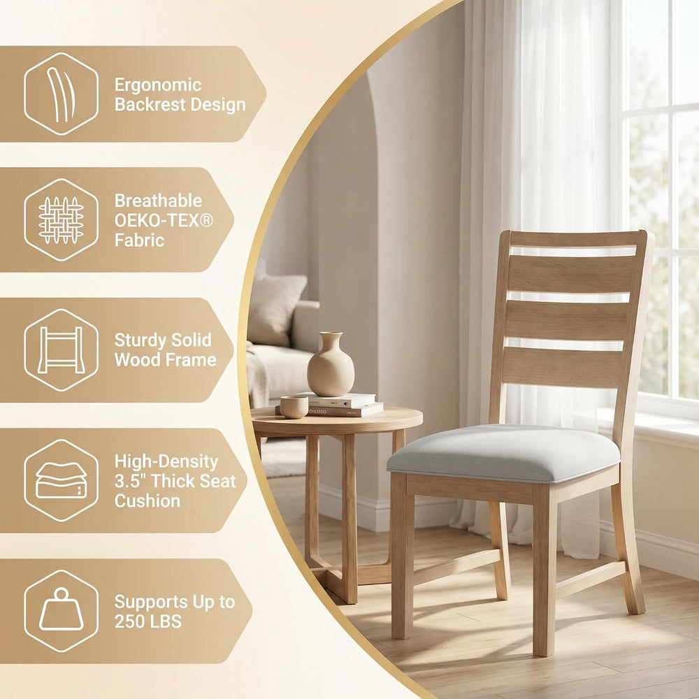 COLAMY Modern Dining Chairs Set of 6, Breathable Fabric Kitchen Chairs with H...