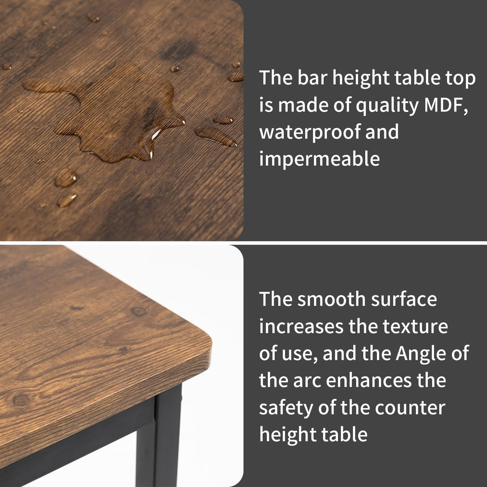 44.5" Bar Table, Bar Height Pub Table, Counter Long Narrow Rectangular T...