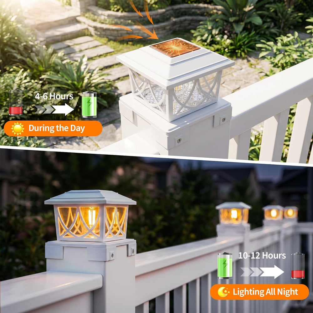JOFIOS Solar Post Lights Outdoor 2pack, Adjustable Base Fits 3.5"–6&quot...