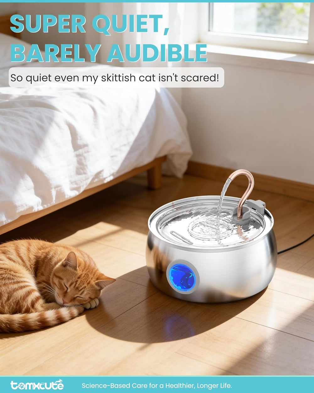 Cat Water Fountain Stainless Steel -135oz/4.0L Cat Fountain for Drinking