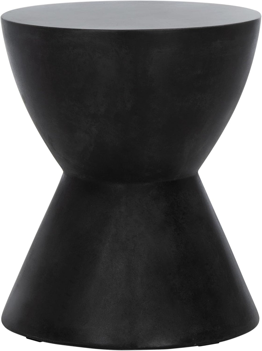 SAFAVIEH Outdoor - Athena Accent Stool - Black Concrete - Sculptural Drum Des...