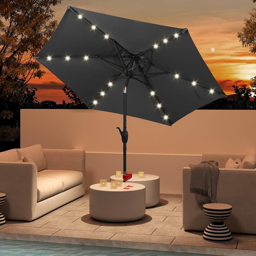 Tangkula 7.5FT Solar LED Patio Umbrella, Outdoor Heavy Duty Market Table Umbr...