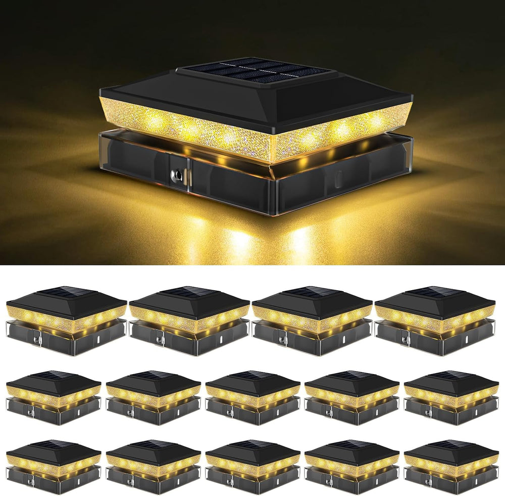 vighep 14 Pack Fence Post Solar Lights, Fits 4x4 & 3.5x3.5 Wood Vinyl Pos...
