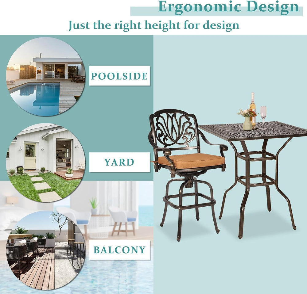 MEETWARM Patio Height Bar Table, 35.4" Bar Height Bistro Table, Outdoor ...