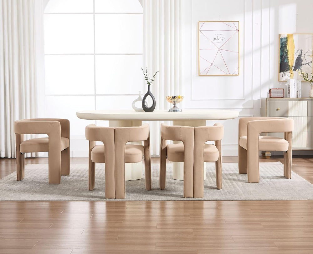 CIMOTA Modern Barrel Dining Chairs Set of 6, Velvet Fabric Upholstered Accent...