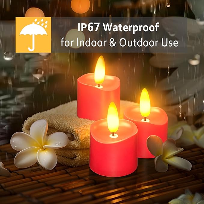 HL Rechargeable Waterproof Tea Lights,100H+ Highly Bright Led Flameless Candl...