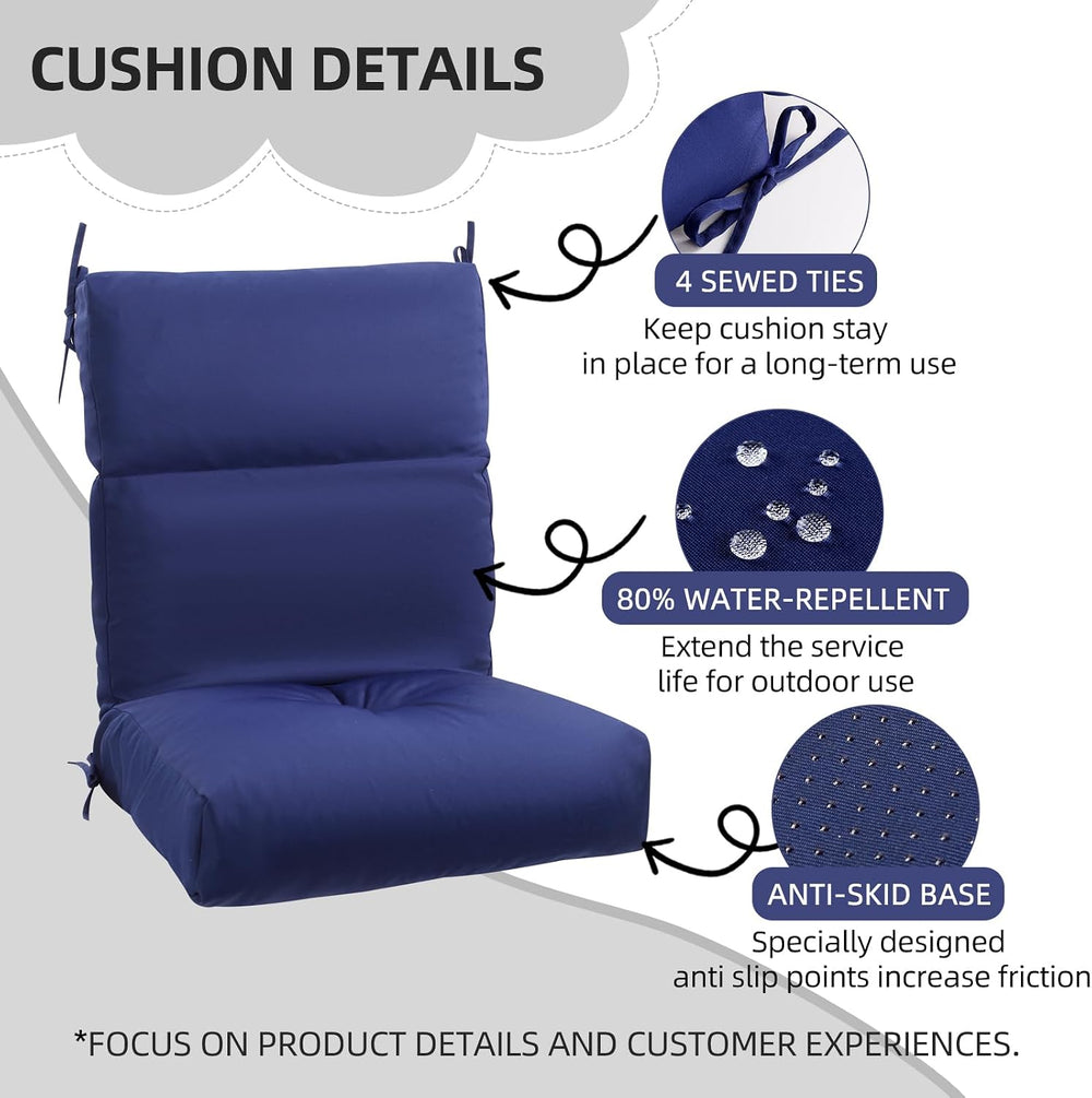 High Back Chair Cushion, 44" x 21" UV Resistant & Water-Rpellen...
