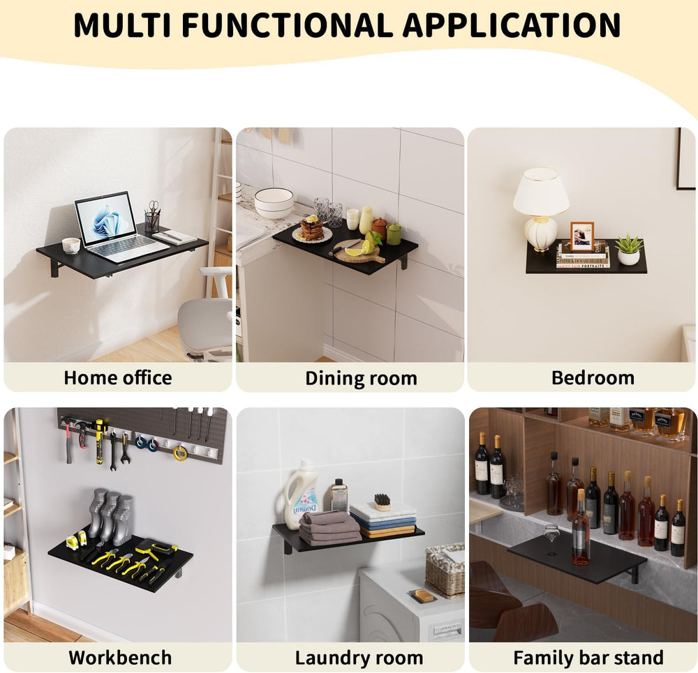 GOYLSER Wall Mounted Desk Folding Table Laundry Fold Table, Fold Down Work Be...