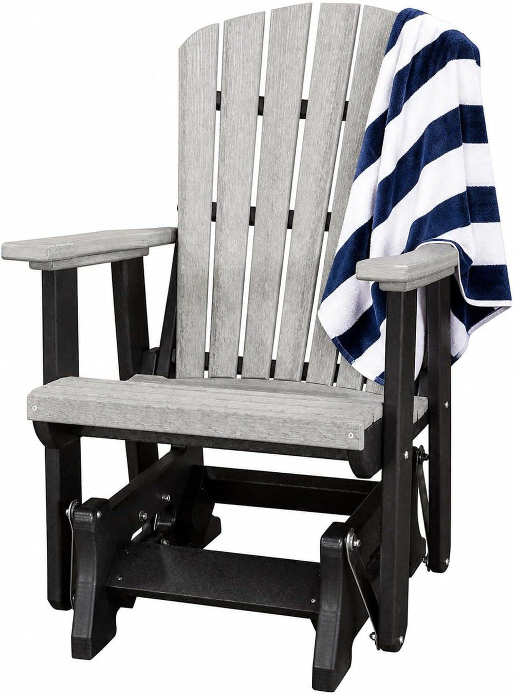 DutchCrafters Slat Fan Back Poly Adirondack Glider Outdoor Patio Chair (Black...
