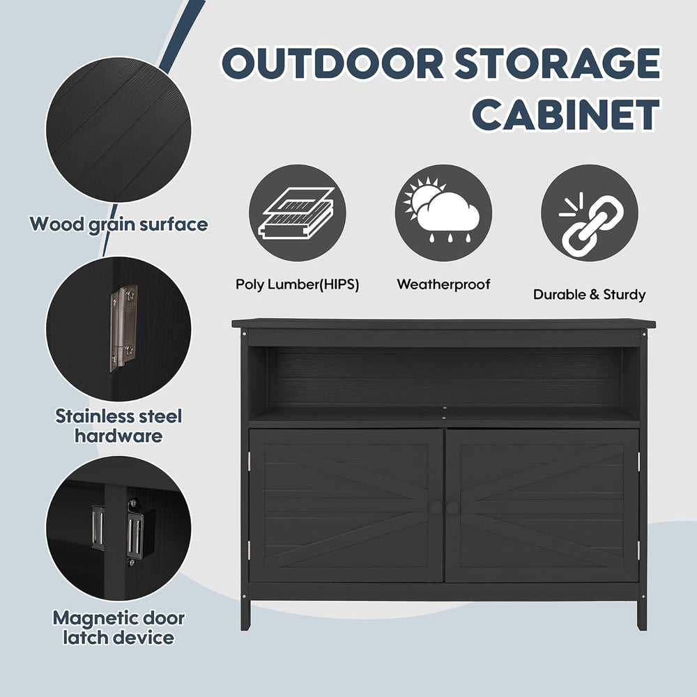 HIPS All-Weather Outdoor Storage Cabinet,Outdoor Sideboard with Magnetic Door...