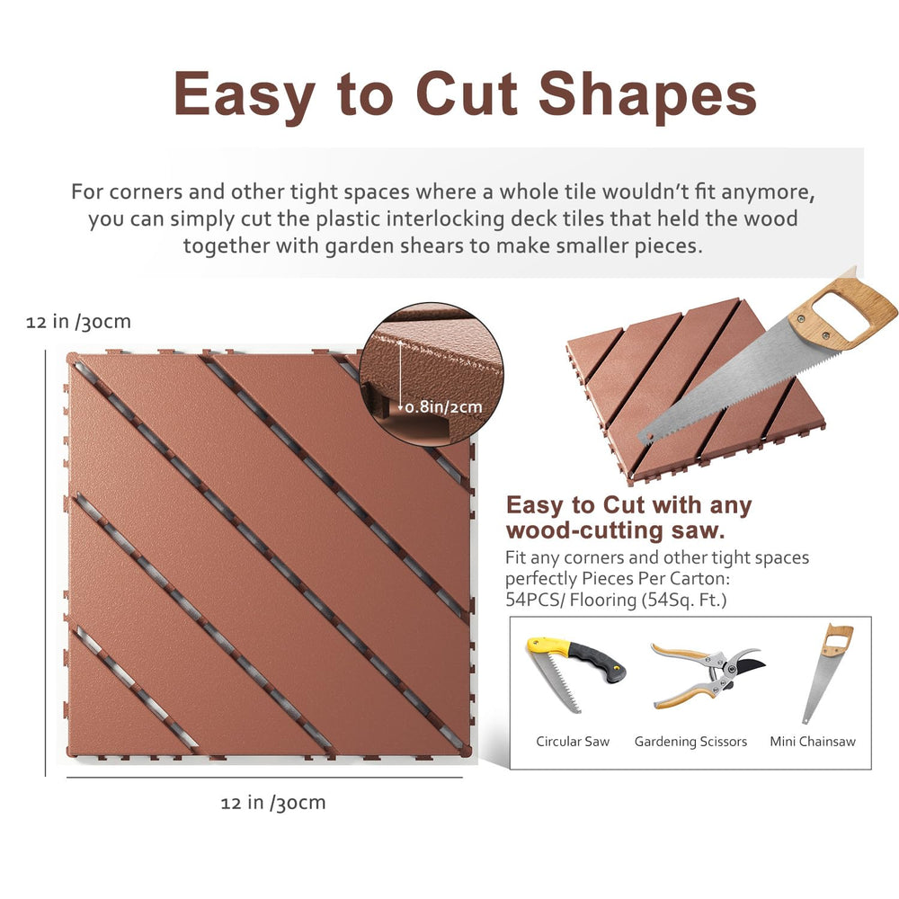 EchoDeck Interlocking Deck Tiles,54 Pack Deck Tiles Interlocking Outdoor All ...