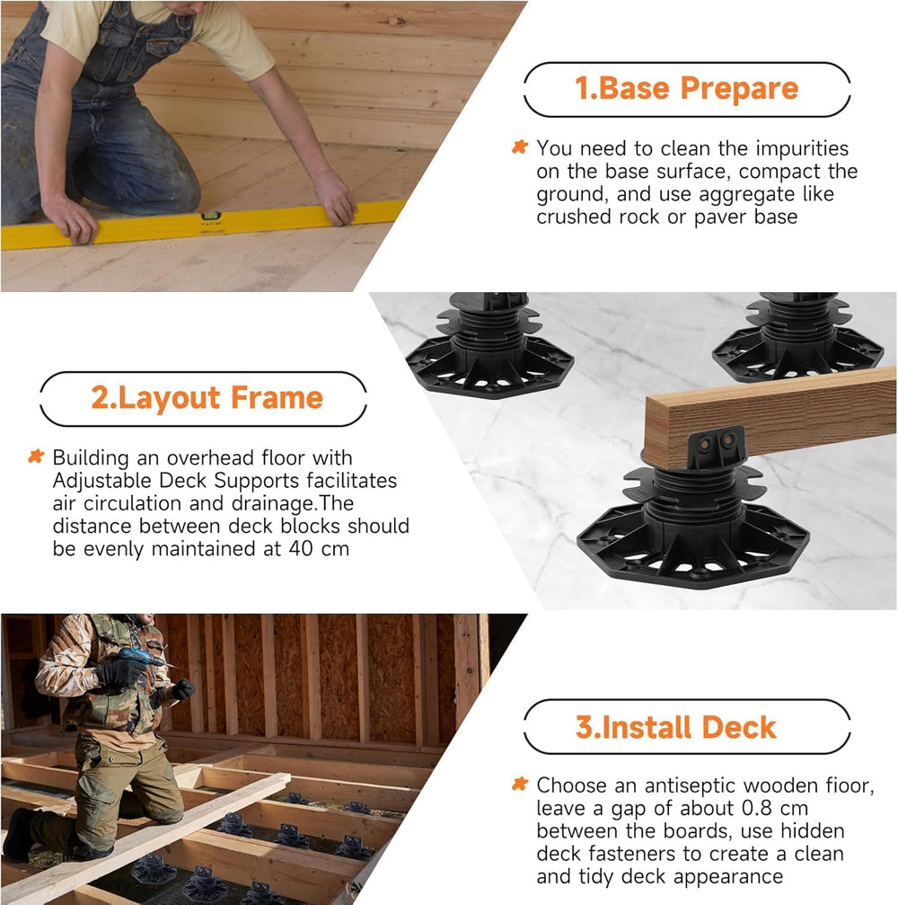 24 Pack Adjustable Deck Support Pedestal, 1-3/16'' to 2-3/4''...