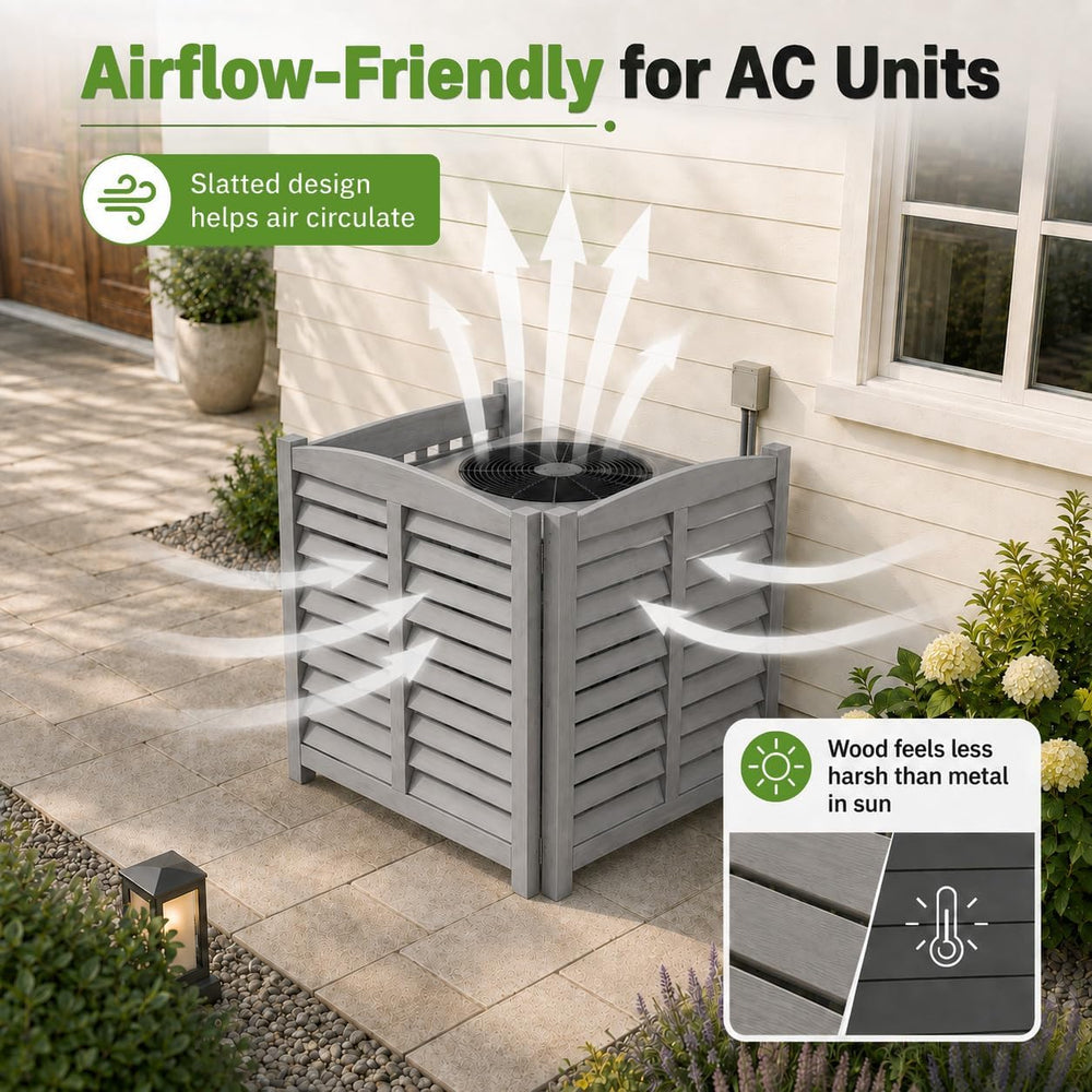 32" W x 38" H Air Conditioner Fence, 3 Panel Trash Can Fence Screen...