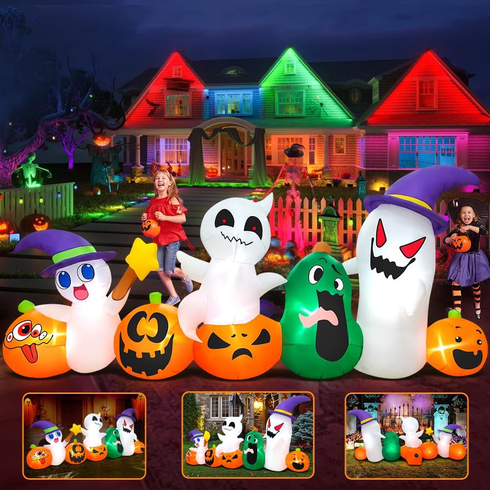 8 FT Halloween Inflatables Blow up Outdoor Decoration, Inflatable Ghost with ...