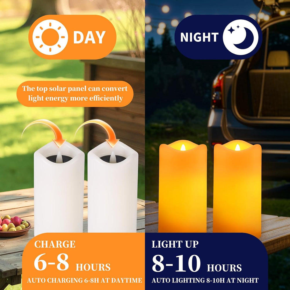 Solar Candles Outdoor Waterproof 6 Pack, 3''x6'' Halloween Ca...