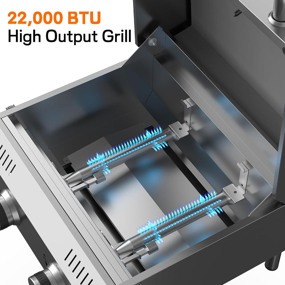 Veralune 2-Burner Tabletop Gas Grill, 22,000 BTU Stainless Steel Grill