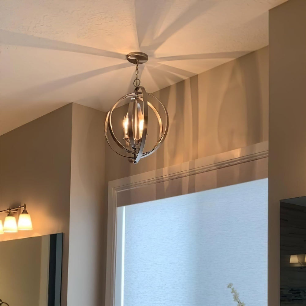 Kira Home Orbits 21" Modern Geometric 4-Light Sphere Orb Chandelier