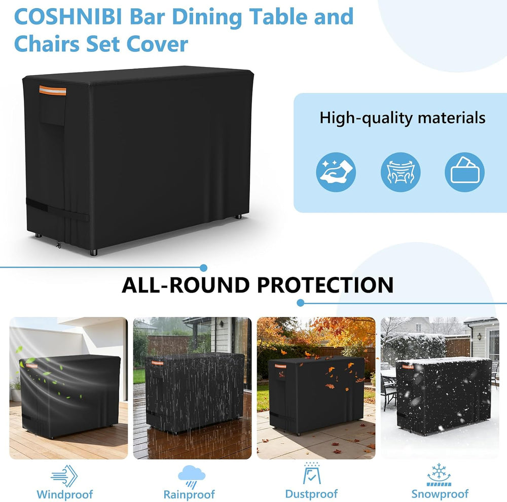 COSHNIBI Bar Height Patio Set Cover for 7 Pieces Patio Bar Dining Table and C...