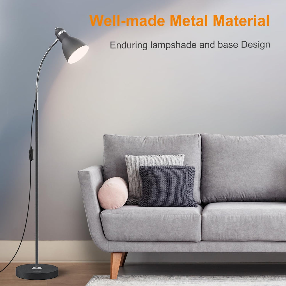 LEPOWER Floor Lamp, Metal Standing Lamp with Adjustable Gooseneck for Dorm