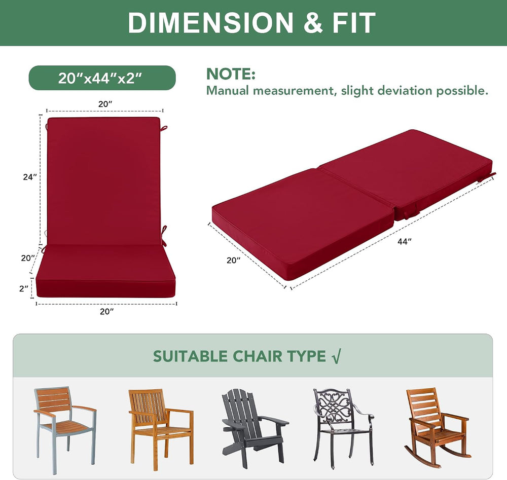 Summsun Patio Dining Seat Cushions Set of 4, 20 x 20 Inch, Burgundy