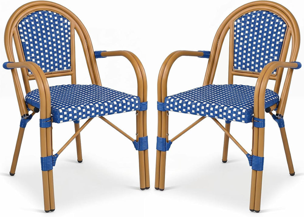 Tangkula Wicker Patio French Bistro Dining Chairs Set of 2