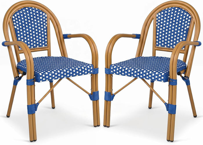 Tangkula Wicker Patio French Bistro Dining Chairs Set of 2