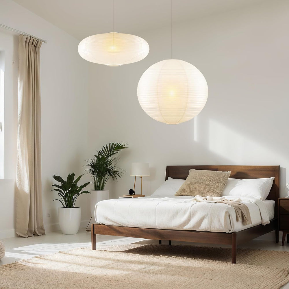 Fuyoooo 2 Pcs Chinese Paper Lanterns 20 Inch White Lampshade, Large Round and...