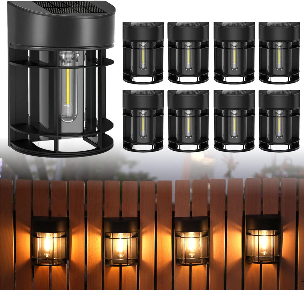 Solar Fence Lights Outdoor, 8 Pack Waterproof Solar Lights Outdoor, Outdoor S...