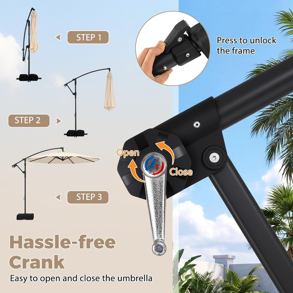 Tangkula 10ft Patio Umbrella with Base Included, Offset Cantilever Outdoor Um...