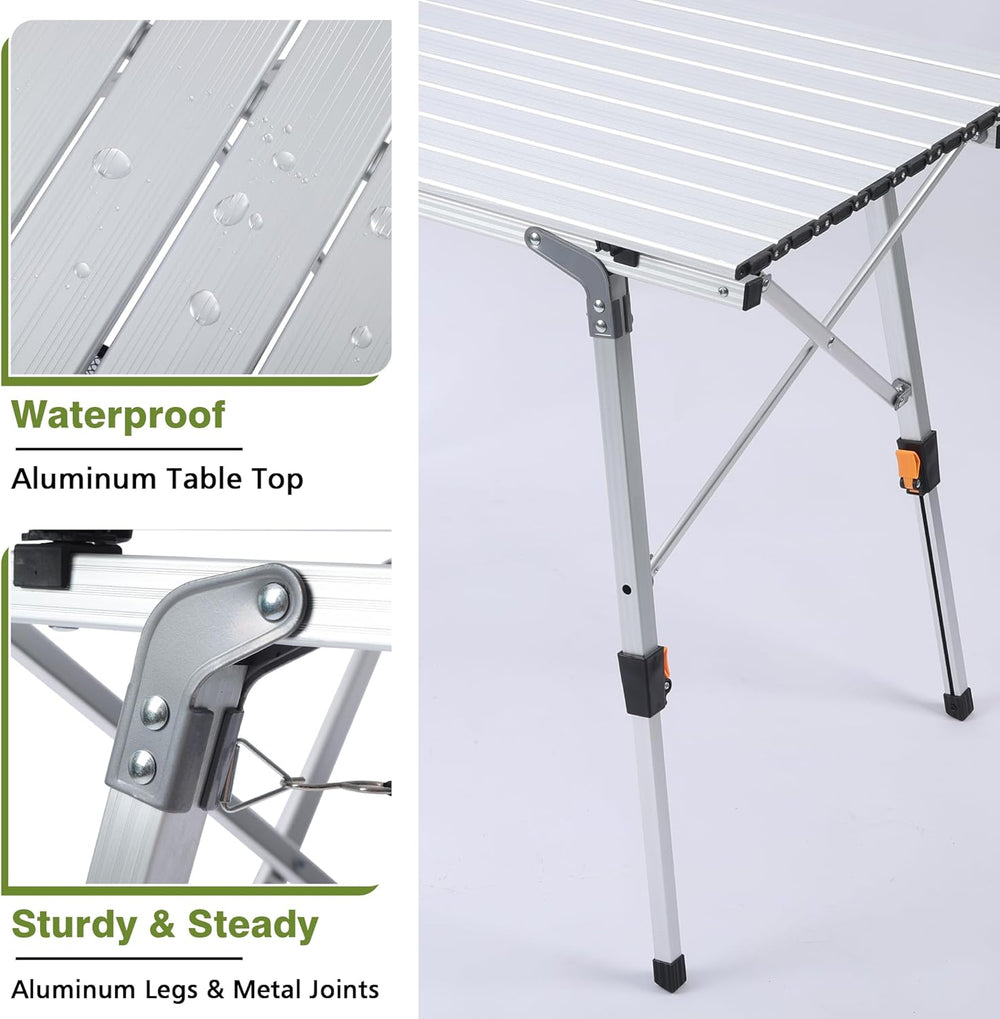 JOUYEK Folding Outdoor Camping Table, Lightweight Aluminum Camp Table White