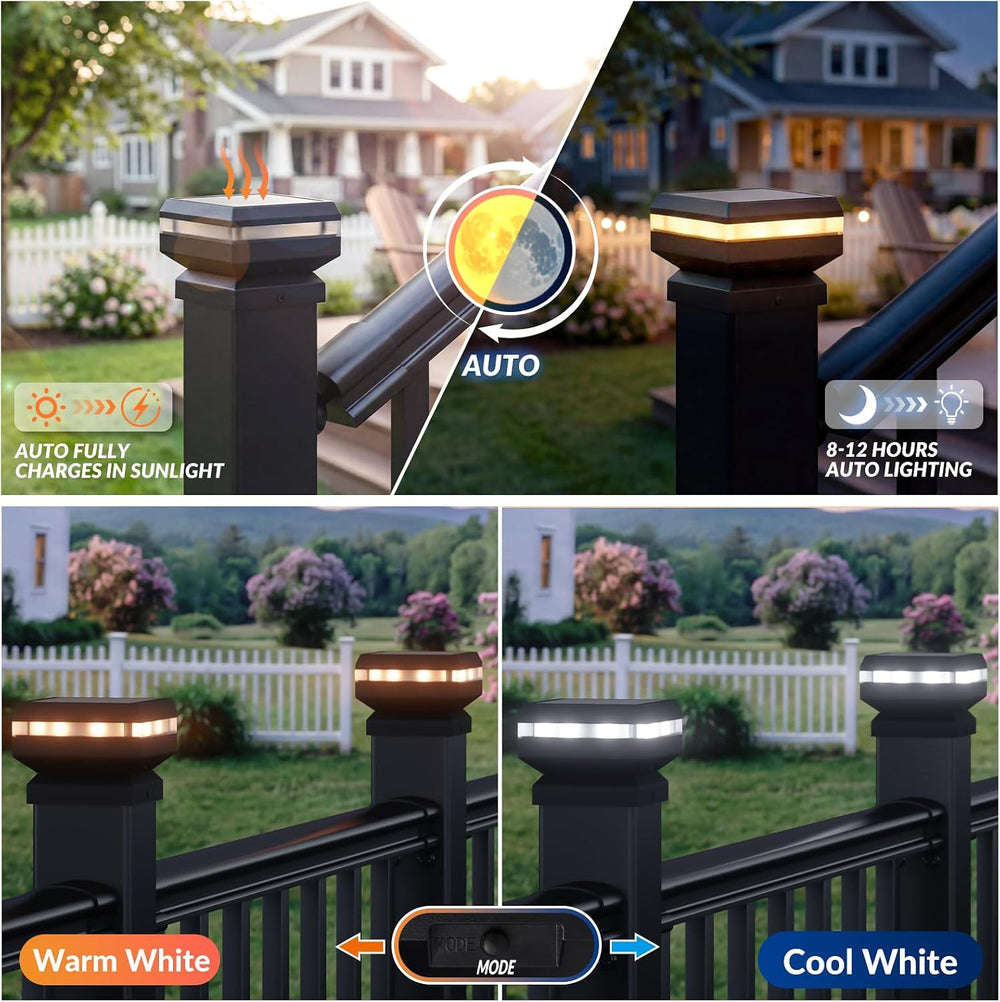 Egadis Solar Post Cap Lights for 2.56 in. x 2.56 in. Posts, 4 Pack