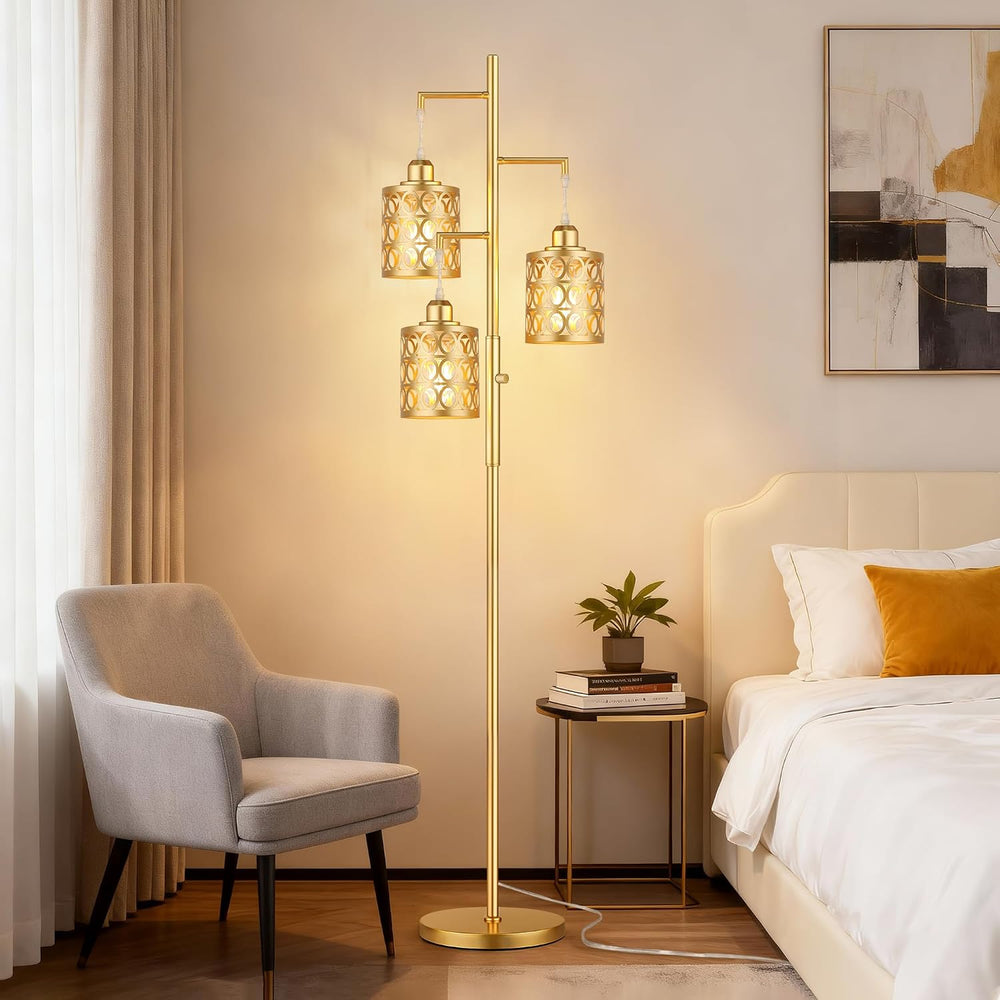 68" Tall Gold Industrial Floor Lamps for Living Room, Modern Standing Lamp
