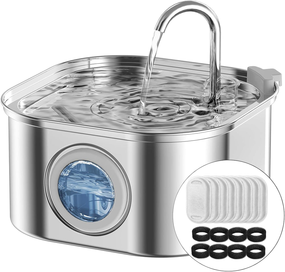 Cat Water Fountain Stainless Steel: 108oz/3.2L Automatic Pet Water Fountain -...