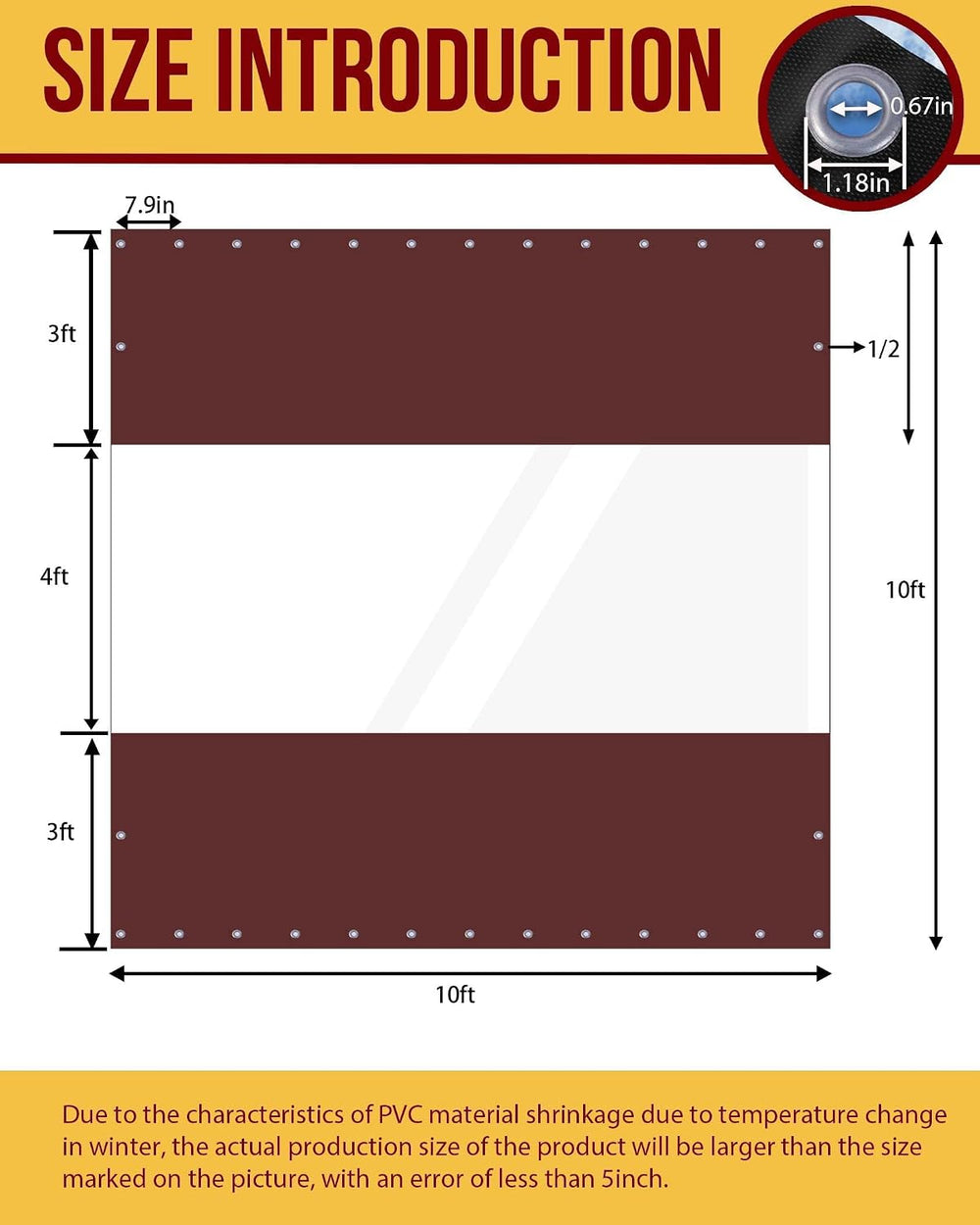 FoundGo 10'H x 10'W Vinyl Curtains for Patio 19oz, Outdoor Clear Viny...