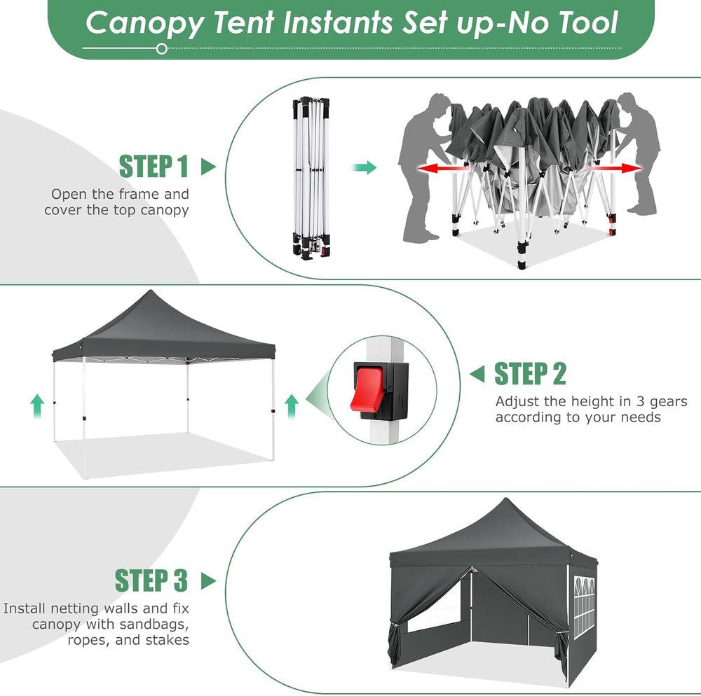 COBIZI 10x10 Pop Up Canopy Tent with Sidewalls, Waterproof Commercial Outdoor...
