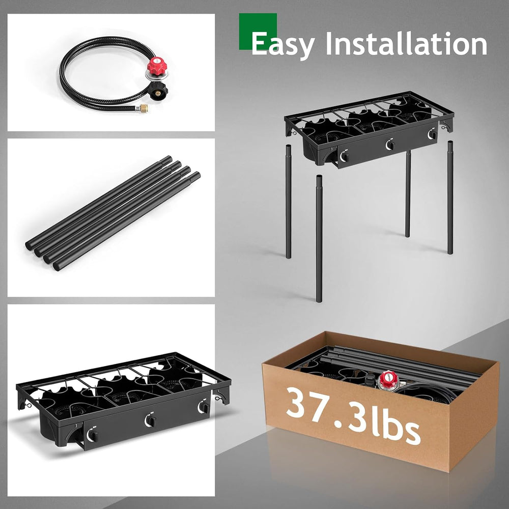 Outvita 3 Burner Propane Gas Stove for Outdoor Cooking, 225,000 BTU