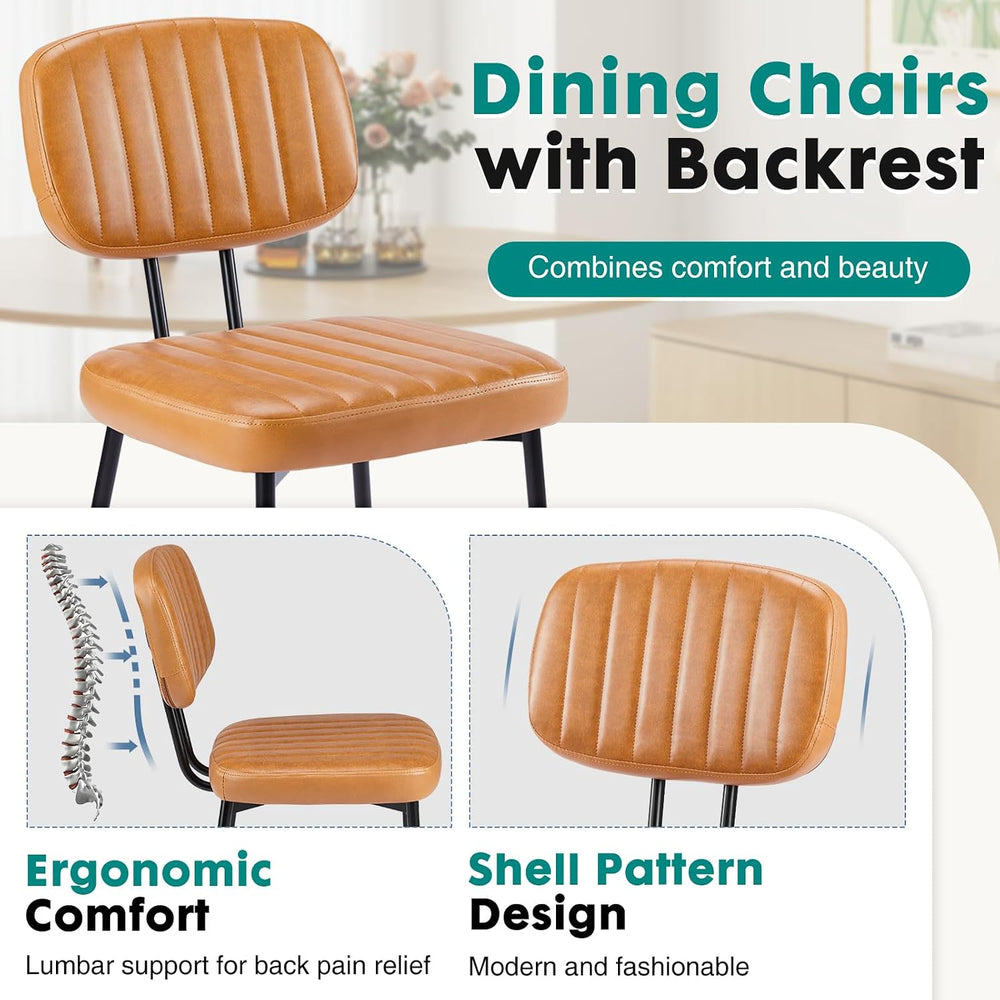 OLIXIS Dining Chairs Set of 2, Upholstered Kitchen Chairs, Brown