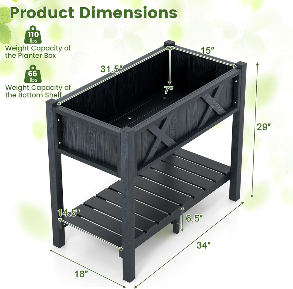 GIANTEX HIPS Raised Garden Bed, Elevated Planter Box w/Legs, Storage Shelf, D...