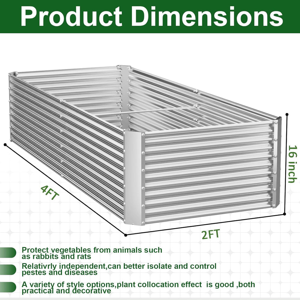 2 Pack Tall Corrugated Galvanized Steel Raised Garden Bed Outdoor, Metal Abov...