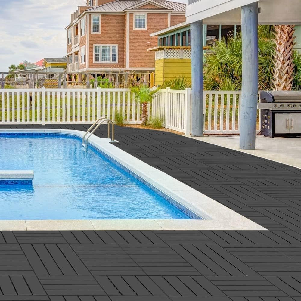 60 sq. ft Plastic Interlocking Deck Tiles,60 Pack Patio Deck Tiles,12"x1...