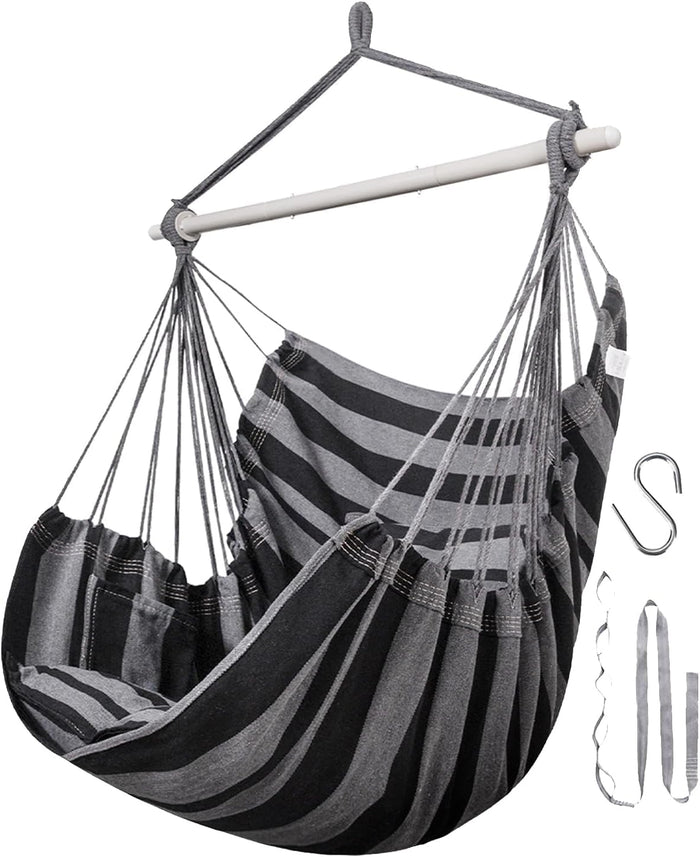 Lulladle Hammock Chair Hanging Rope Swing - Hammock Chair Bedrooms - Swing Chair Indoor - Hanging Chair Outdoor - Max Weight 500 Lbs