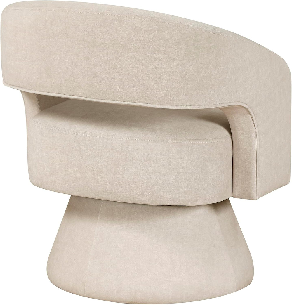 Lexicon Swivel Accent Chair, Modern Velvet Round Barrel Chair, Taupe