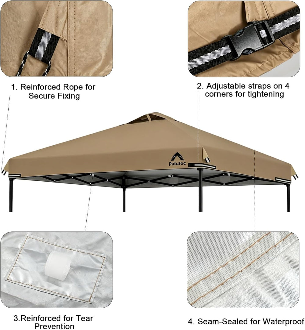 10x10ft Canopy Replacement Top Cover with Air Vent, UV Protected & Waterp...